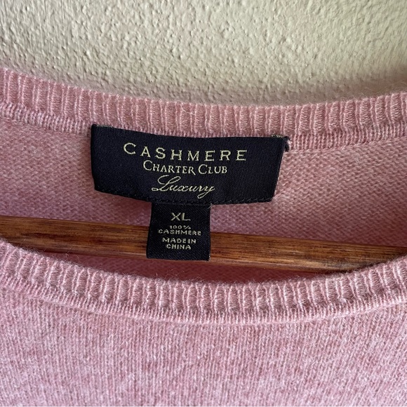 Charter Club Luxury Pure Cashmere Crewneck Sweater. Heathered Pink. Size XL - Picture 4 of 16